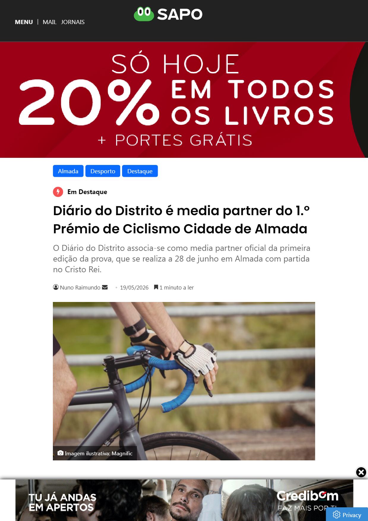 Diário do Distrito é media partner do 1.º Prémio de Ciclismo Cidade de Almada